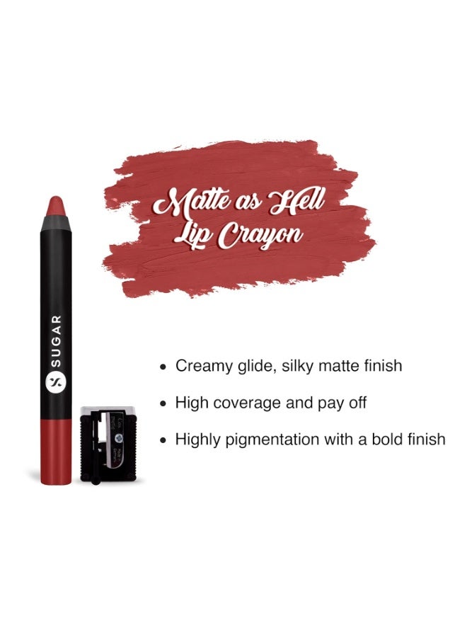 SUGAR Cosmetics Matte Crayon Lipsticks for Women | Lasts Up To 8+ Hours | Lip Crayon with Sharpener | 2.8gm - 08 Jackie Brown - Image 3